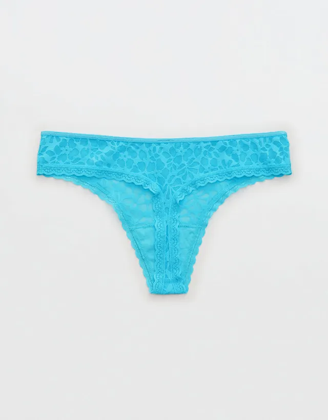 Aerie Island Breeze Lace Lurex Thong Underwear