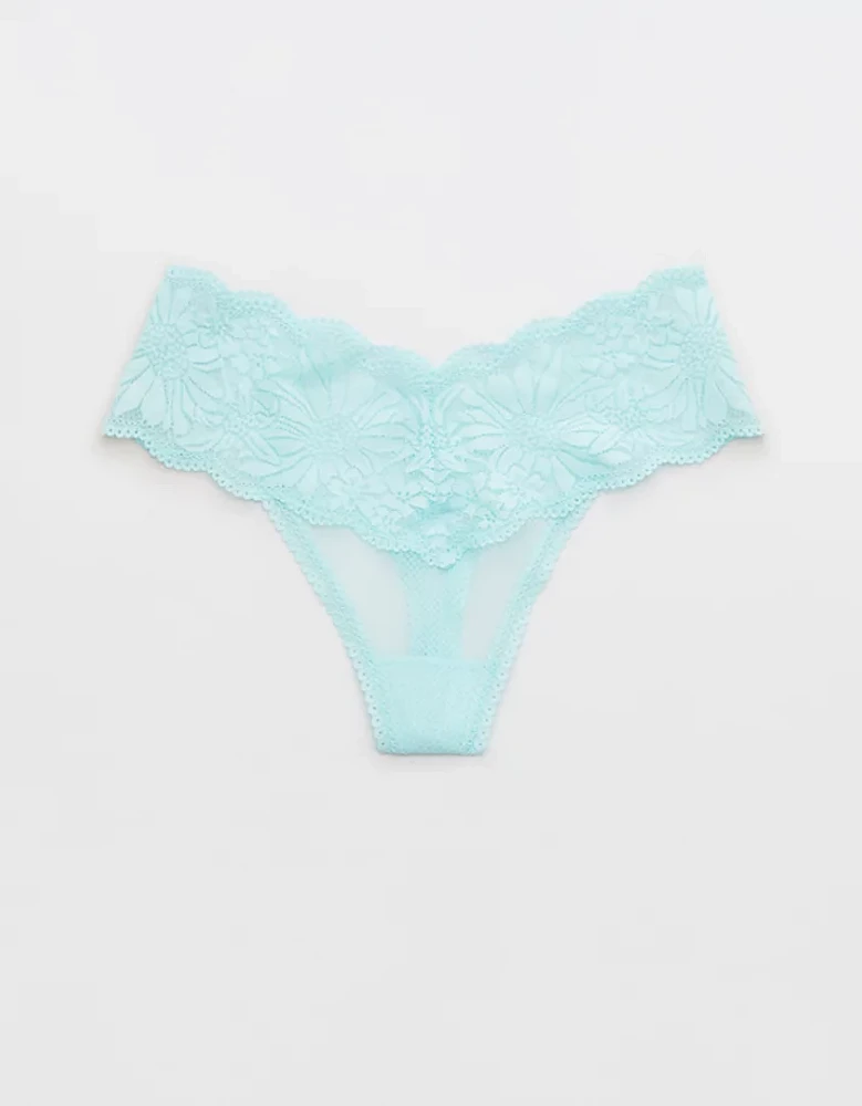 Aerie Hibiscus Lace Thong Underwear