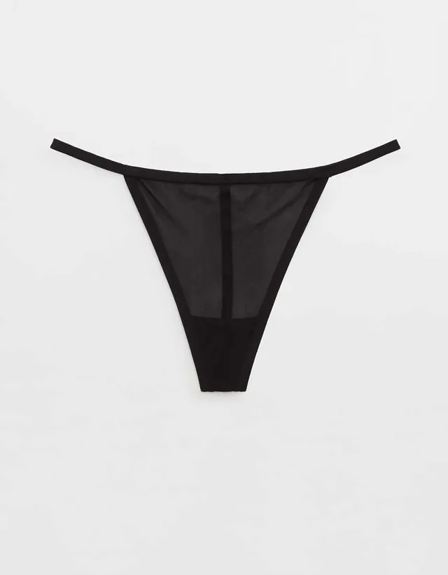 Aerie Smoothez No Show Xtra High Rise Thong Underwear In Black