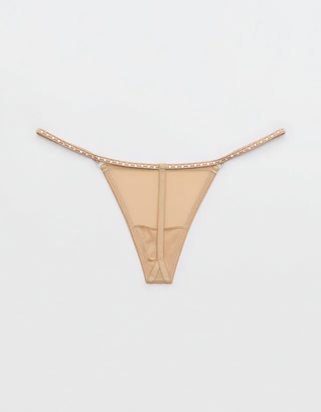 Aerie Show Off Mesh Embellished String Thong Underwear