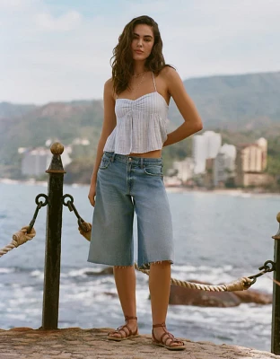 Short en jean à taille basse extensible de 15 po AE