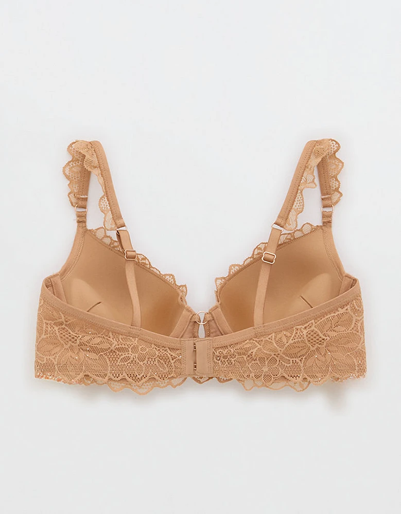 Show Off Summer Sparkle Lace Plunge Push Up Bra