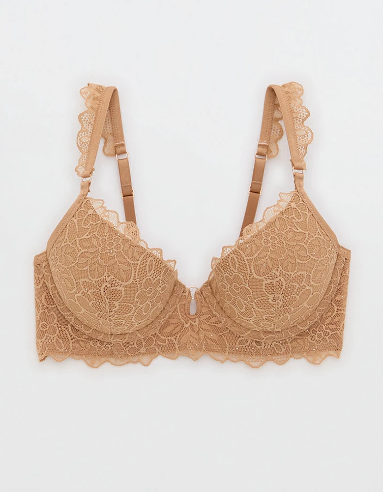 Show Off Summer Sparkle Lace Plunge Push Up Bra