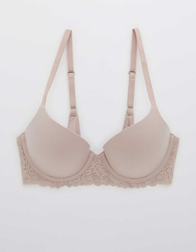 Aerie Lace Everyday Plunge Padded Bra Size 36DDD Light Pink Push Up  Underwire