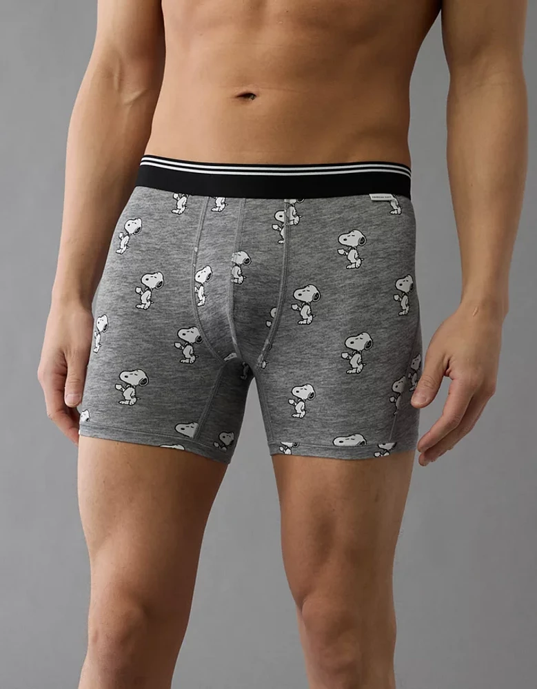 Caleçon boxeur ajusté ultradoux de 4,5 po café Snoopy pour hommes AEO