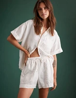 Short à ceinture élastique en lin haut de gamme AE77