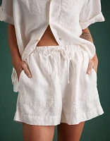 Short à ceinture élastique en lin haut de gamme AE77