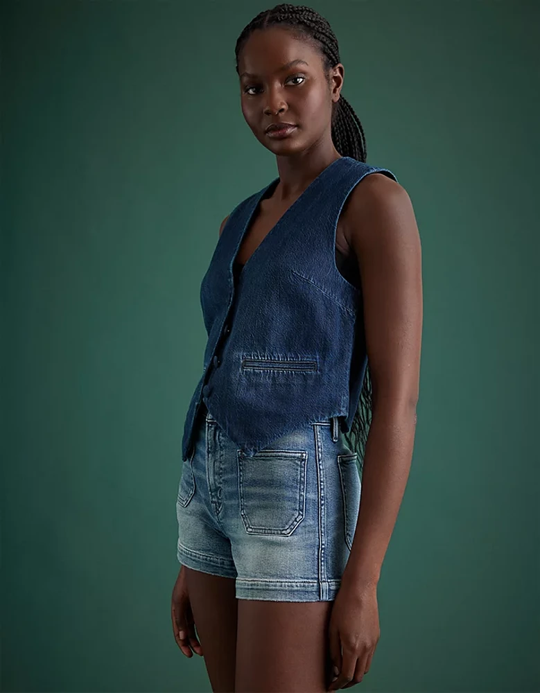 Short en denim à taille haute haut de gamme AE77