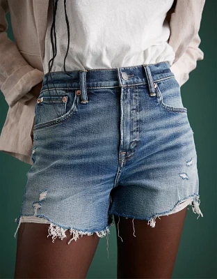 Short découpé en denim à taille haute haut de gamme AE77