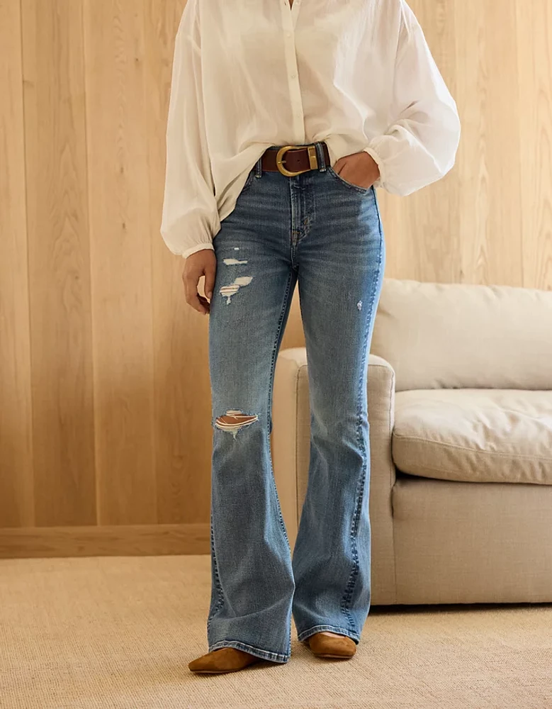 Jean à jambe évasée taille haute haut de gamme AE77