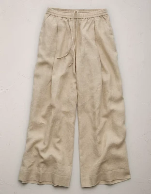 Pantalon à ceinture élastique en lin haut de gamme AE77