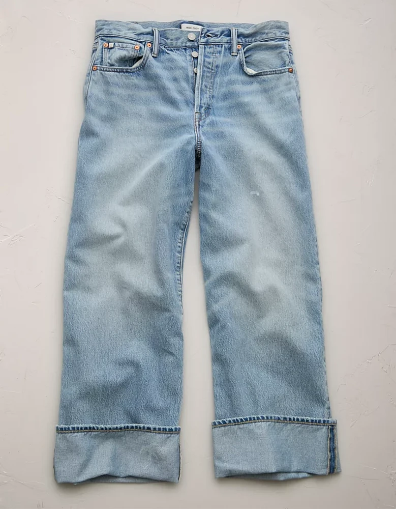 AE77 Premium Wide Crop Cuff Jean