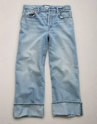 AE77 Premium Wide Crop Cuff Jean