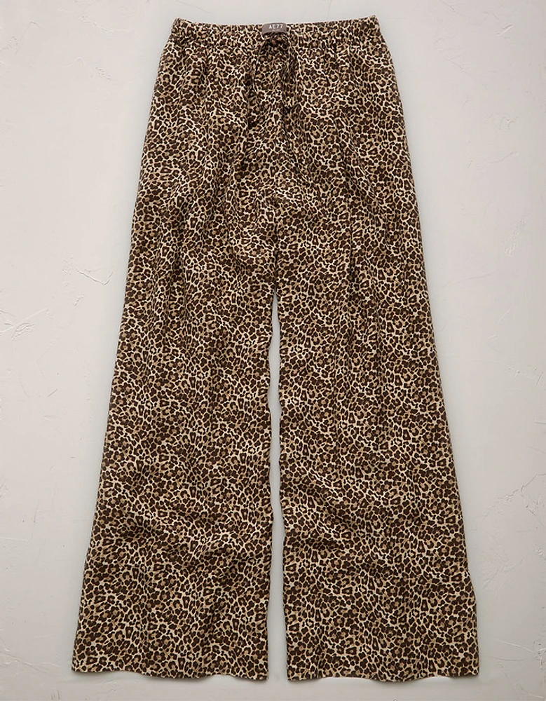 Pantalon à motif léopard en soie haut de gamme AE77