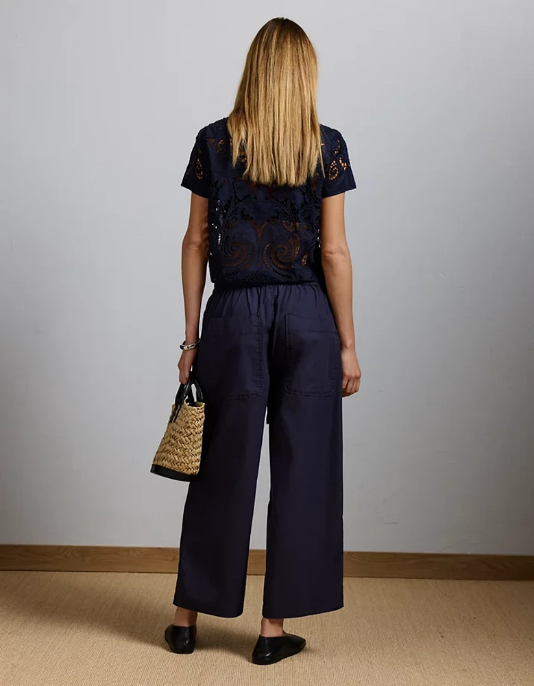 Pantalon à ceinture élastique en popeline haut de gamme AE77