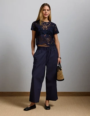 Pantalon à ceinture élastique en popeline haut de gamme AE77