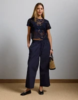 Pantalon à ceinture élastique en popeline haut de gamme AE77