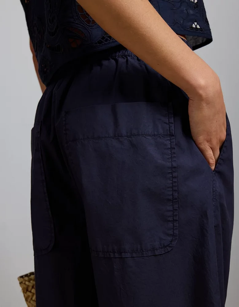 Pantalon à ceinture élastique en popeline haut de gamme AE77