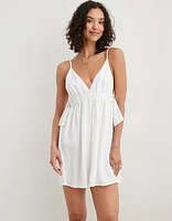 Aerie Linen Blend Side Tie Mini Dress