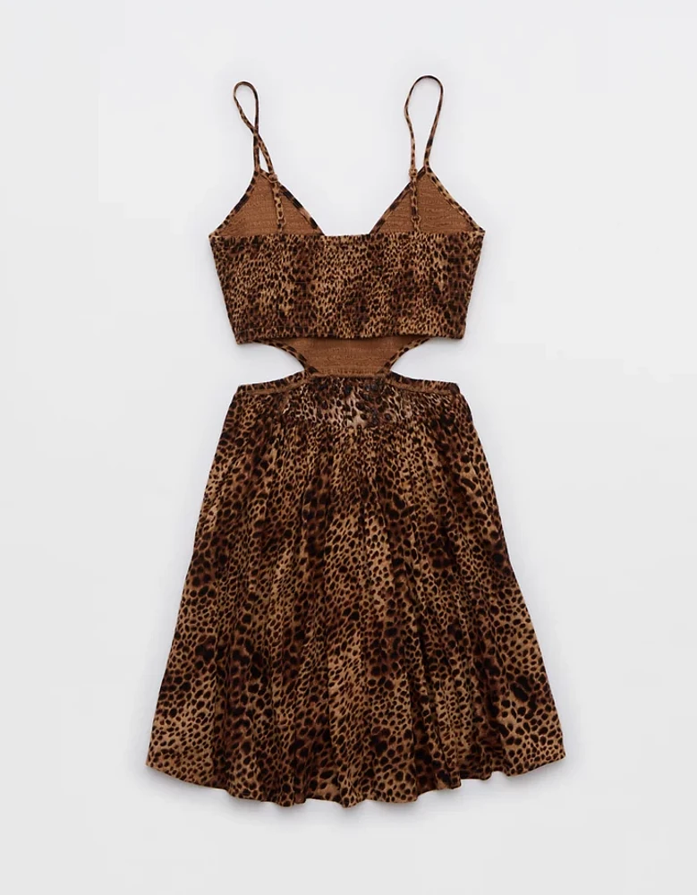 Aerie Smocked Cut Out Mini Dress