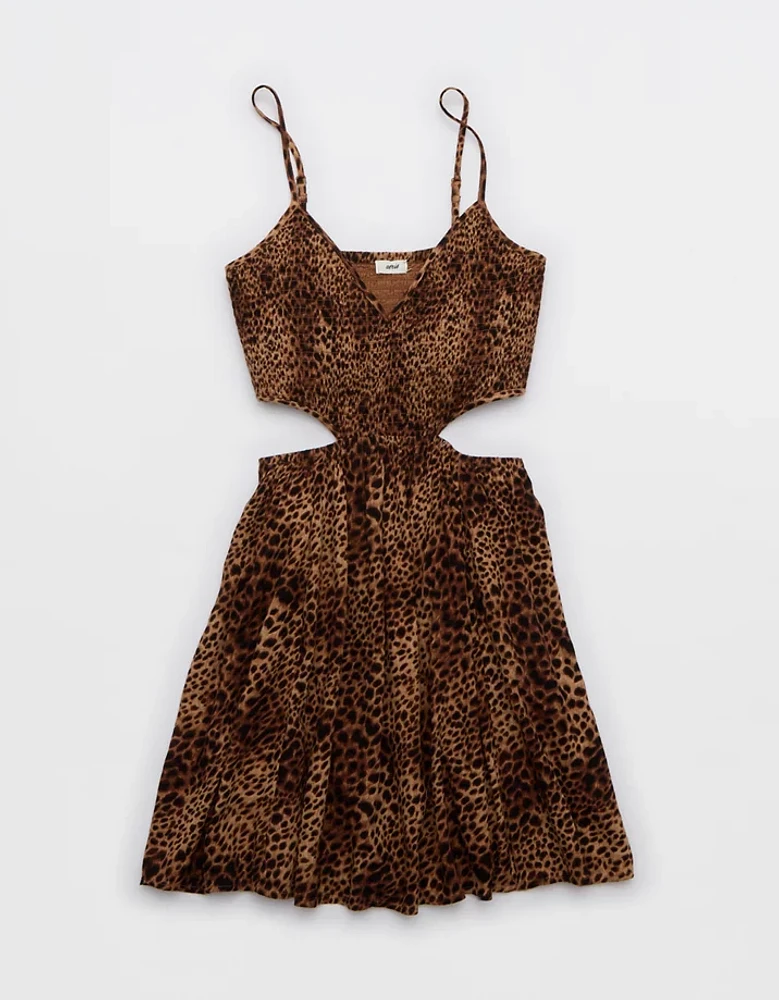 Aerie Smocked Cut Out Mini Dress