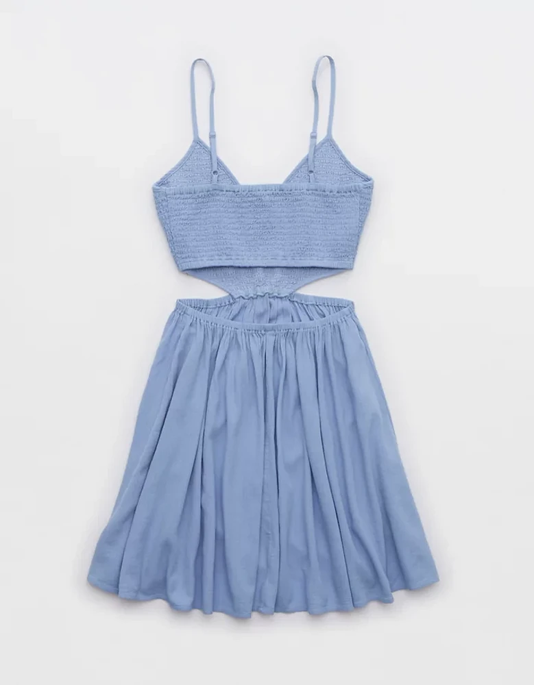 Aerie Smocked Cut Out Mini Dress