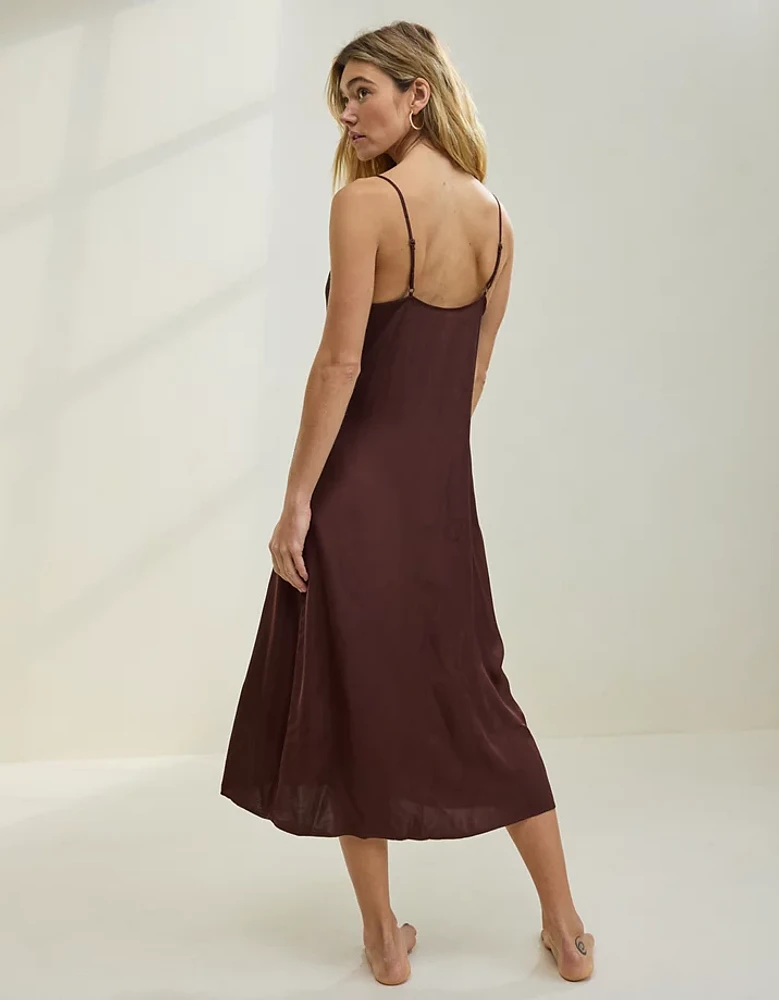 Aerie Satin Midi Dress