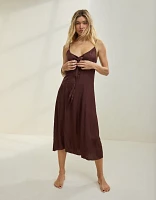 Aerie Satin Midi Dress