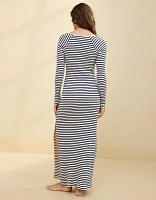 Aerie Long Sleeve Knit Tie Front Maxi Dress