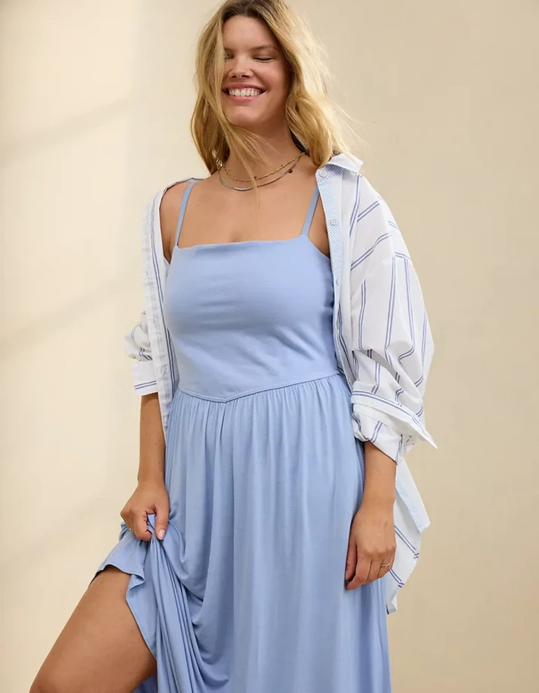 Aerie At The Barre Square Neck Midi Dress