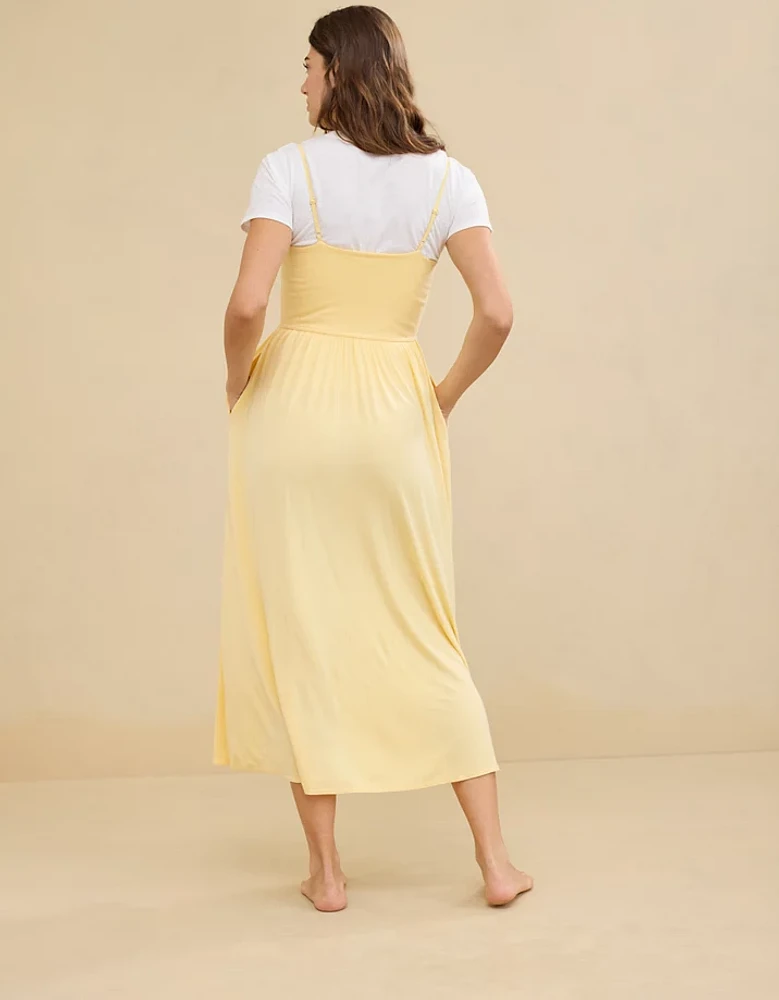 Aerie At The Barre Square Neck Midi Dress