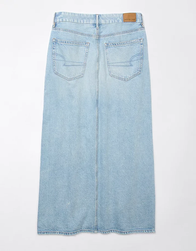 Jupe longue en denim rondeur à taille basse AE