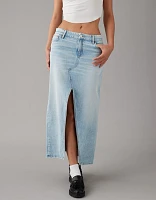 Jupe longue en denim rondeur à taille basse AE