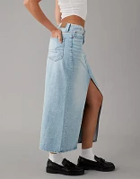 Jupe longue en denim rondeur à taille basse AE