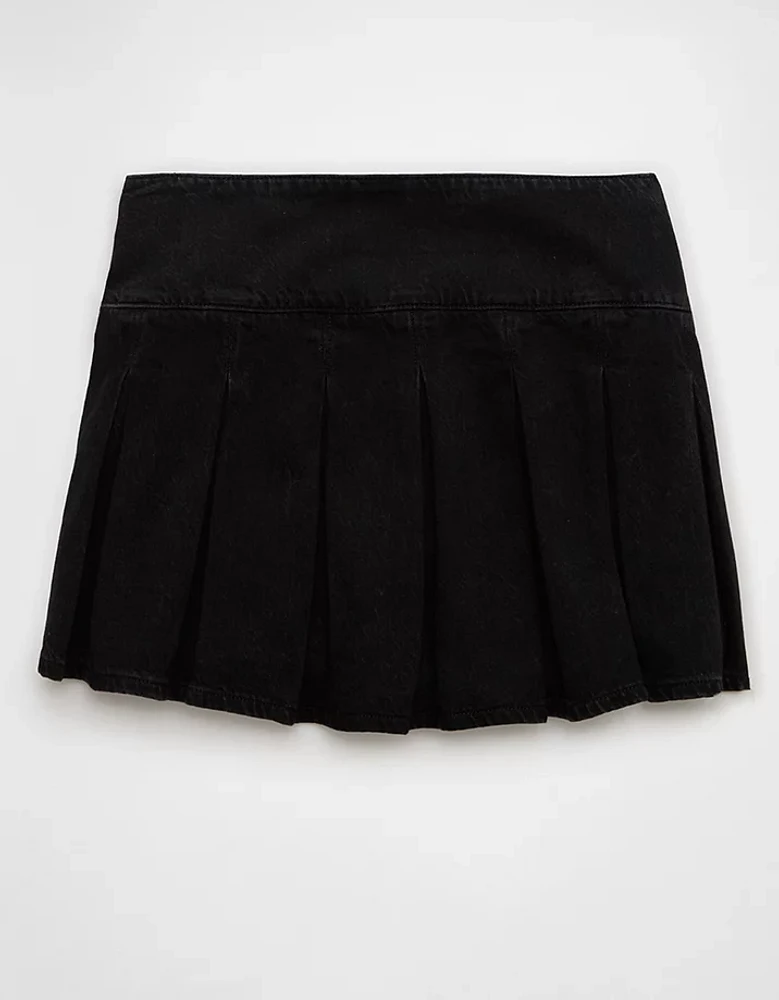 Jupe-short en denim plissé à taille haute AE