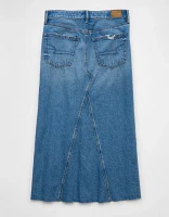 AE Low-Rise A-Line Denim Maxi Skirt