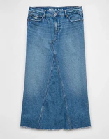 AE Low-Rise A-Line Denim Maxi Skirt