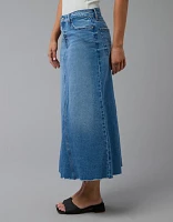 AE Low-Rise A-Line Denim Maxi Skirt