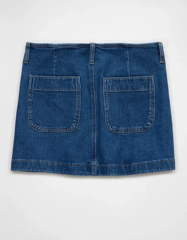 Minijupe trapèze en denim extensible à taille basse AE