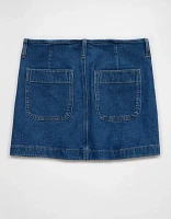 Minijupe trapèze en denim extensible à taille basse AE