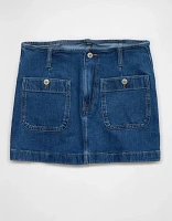 Minijupe trapèze en denim extensible à taille basse AE