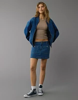 Minijupe trapèze en denim extensible à taille basse AE