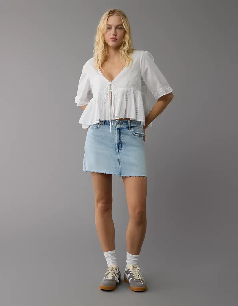 Minijupe en denim parfaite à taille haute extensible AE