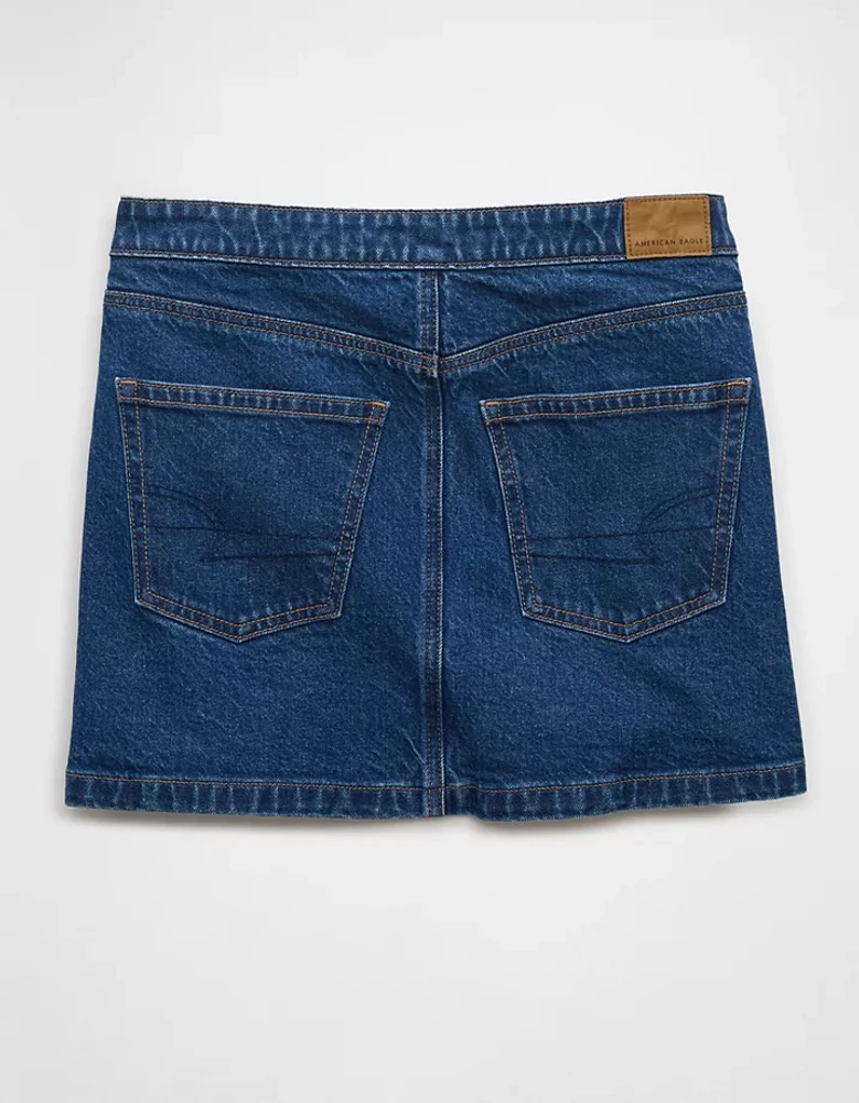 Minijupe en denim à taille croisée extensible AE