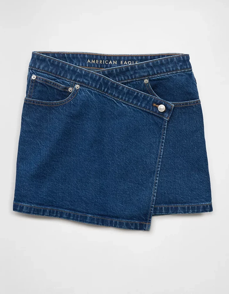 Minijupe en denim à taille croisée extensible AE