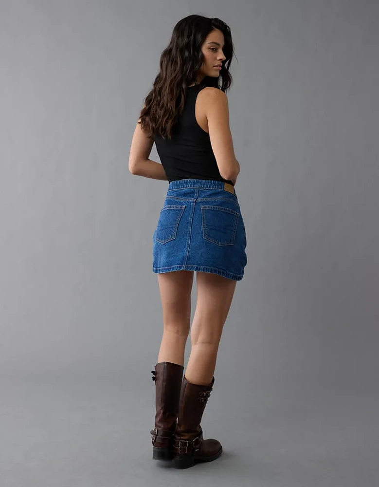 Minijupe en denim à taille croisée extensible AE