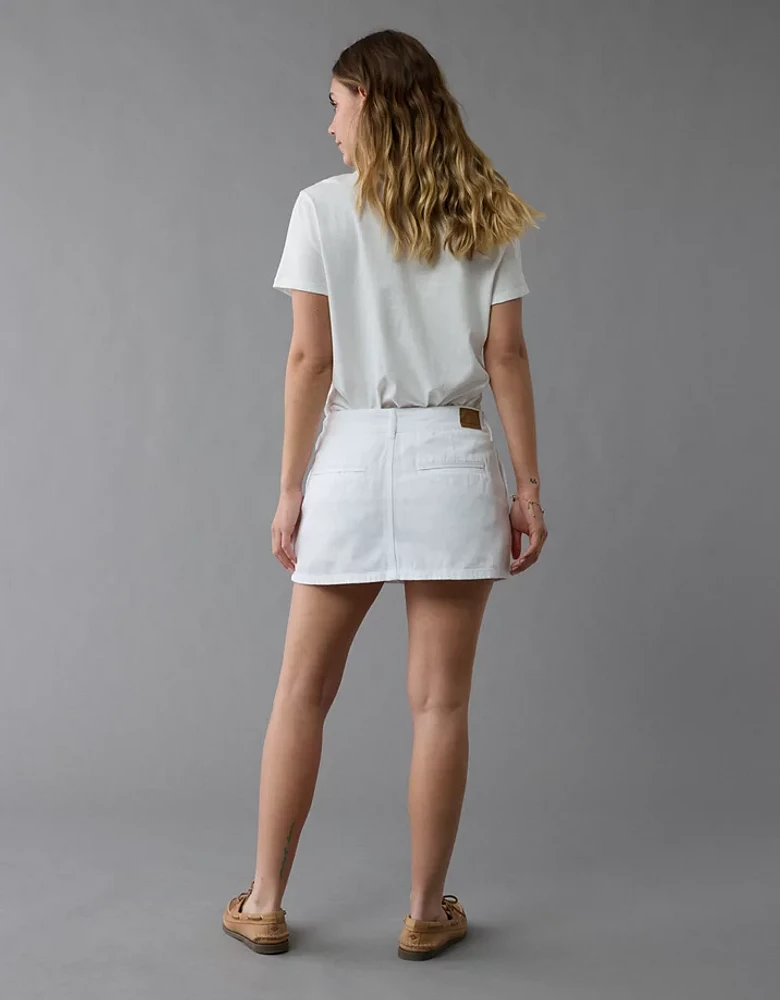 Microjupe-short de style pantalon en denim à taille basse AE