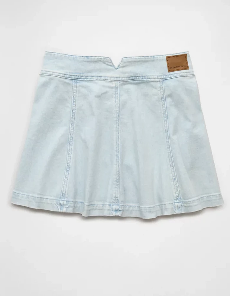Minijupe trapèze en denim à taille haute extensible AE