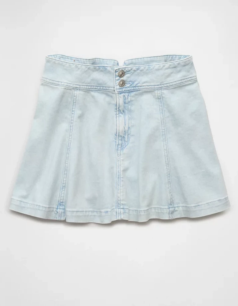 Minijupe trapèze en denim à taille haute extensible AE
