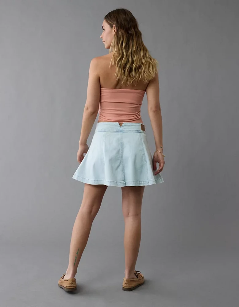 Minijupe trapèze en denim à taille haute extensible AE